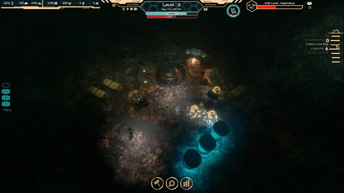 The colony seen from above as it digs down to a new level